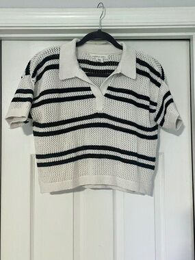 Open Knit striped crop top